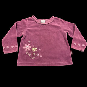 Vintage Carter’s Girls 3T Purple Velour Floral Appliqué Y2K Fairycore Top Shirt
